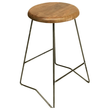 Neal MidCentury Modern Counter Stool, Natural Walnut