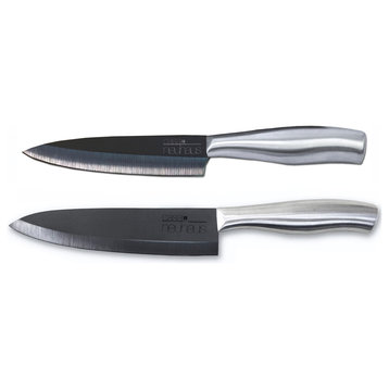 Casa Neuhaus Knives Set - 5 Inch Utility & 7 Inch Chef's Black Ceramic Blade