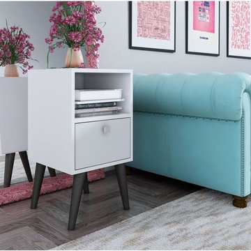 Manhattan Comfort Abisko Stylish Side Table with Cubby and Drawer