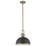 Z-LITE - Z-LITE 725P12-BRZ+HBR 1 Light Pendant - Z-LITE 725P12-BRZ+HBR 1 Light PendantThe perfect combination of bright and deep hues, this hanging ceiling light is different from the rest. Richly hued bronze and heritage brass combine to warm up the sleek lines in the silhouette.Style: RestorationCollection: MelangeFrame Finish: Bronze + Heritage BrassFrame Material: SteelShade Finish/Color: BronzeShade Material: Metal + GlassDimension(in): 13.25(L) x 13.25(W) x 13(H)Chain Length: 5x12" + 1x6" +1x3"Cord/Wire Length: 110"Bulb: (1)100W Medium Base(Not Included),DimmableUL Classification/Application: ETL/CETL Certified/Dry