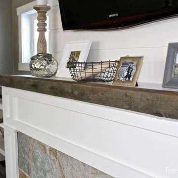 Shiplap Fireplace with Reclaimed Mantle