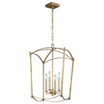 Visual Comfort Studio Collection - Thayer Medium Lantern, Antique Gild - The Feiss Thayer four light hall fixture in antique gild enhances the beauty of your home with ample light and style to match today's trends. Sophisticated and sleek, the Thayer Collection is a refreshing interpretation of a traditional four-sided lantern softened with graceful curved lines. Thayer is available in three stunning finishes: our New Antique Guild finish, industrial-inspired Smith Steel or Polished Nickel .
