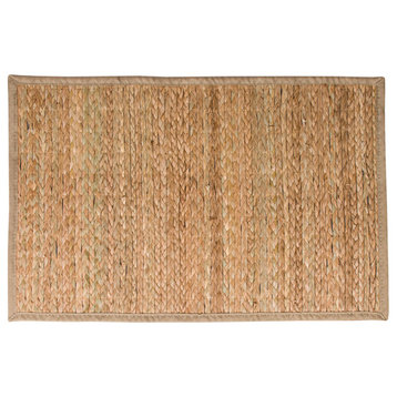 Natural Breathable Typha Grass Floor Mat, 48x72", Beige