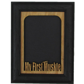My First Muskie Vertical Black Picture Frame and Oak Matte, 5"x7"