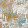 Abani Porto Contemporary Distressed Blue And Burnt Orange Area Rug, 7'9"x10'2"
