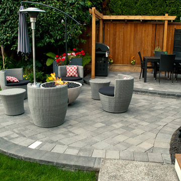 Circular Patio With Firebowl And Patio Lights