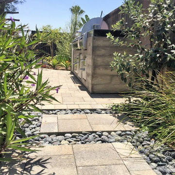Lawn reduction with entertaining areas