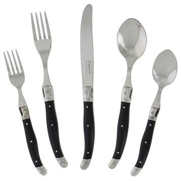 20 Piece Laguiole Flatware Set, Black Onyx