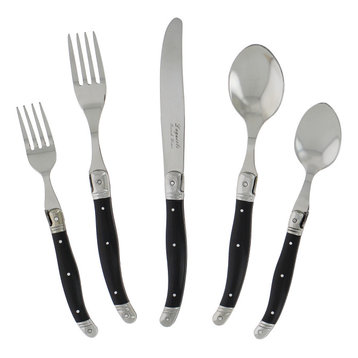 20 Piece Laguiole Flatware Set, Black Onyx