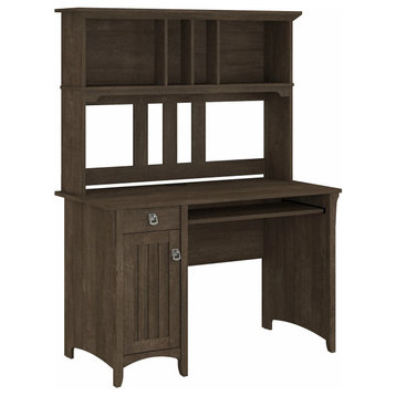 Traditional Desk With Hutch, Keyboard Tray & Ample Storage Space, Ash Brown