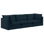 Meridian Furniture - Mackenzie Linen Textured Fabric Upholstered 3-Piece Modular Sofa, Navy - Mix and match the pieces from the Mackenzie series to create a beautiful seating group that's perfect for the whole gang. These exceptionally crafted sofas, sectionals, and other components are meant to be put together into an infinite number of configurations based on your particular needs and space requirements. Each is upholstered from top to bottom in soft durable linen textured in your choice of colors. Attach the pieces of your choice easily thanks to the included attachment latches.