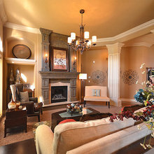Moldings defining family room