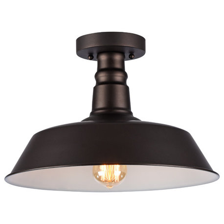 Ironclad 1-Light Rubbed Bronze Semi-Flush Ceiling Fixture