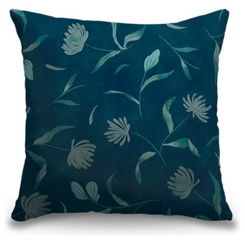 "Falling Floral Cool" Pillow 18"x18"