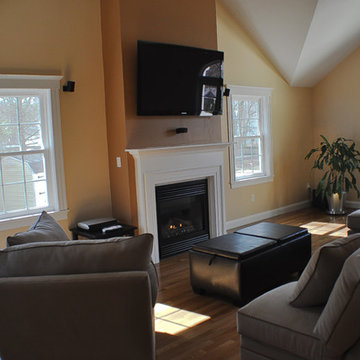 Garage with family room above