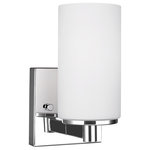 Sea Gull Lighting - Sea Gull Lighting 4139101-05 Hettinger - 100W One Light Wall Sconce - The Hettinger lighting collection by Sea Gull LighHettinger 100W One L Chrome Etched/White  *UL Approved: YES Energy Star Qualified: n/a ADA Certified: n/a  *Number of Lights: Lamp: 1-*Wattage:100w A19 Medium Base bulb(s) *Bulb Included:No *Bulb Type:A19 Medium Base *Finish Type:Chrome