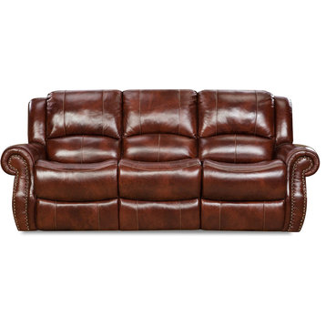 Telluride 100% Leather Double Reclining Sofa - Oxblood