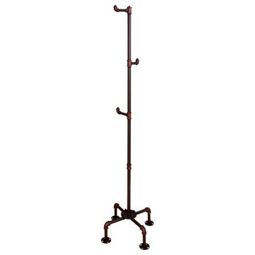 Bowery Hill Modern Metal Coat Rack with Multiple Rungs in Black