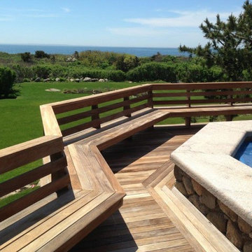 Freshly washed deck waiting to dry and receive two seal coats of natural sealer.