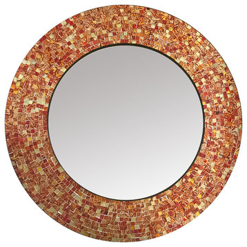 DecorShore 24" Traditional Mosaic Wall Mirror, Orange