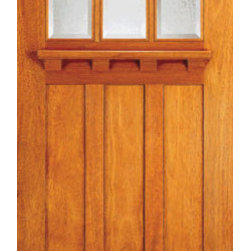 Arched 3-Lite Glass, Mahogany Craftsman Single Door - Front Doors