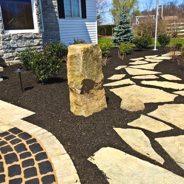 Cobblestone Walkway Front Yard Landscape Renovation
