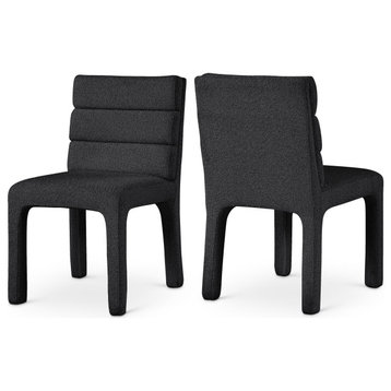 Kai Upholstered Dining Chair (Set of 2), Black, Boucle Fabric