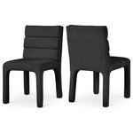 Meridian Furniture - Kai Upholstered Dining Chair, Black, Boucle Fabric, Set of 2 - Comfort is key with this Kai boucle fabric dining chair. Stunningly elegant yet boldly understated by design, this dining chair is an ideal addition to your dining room setup. The metal frame ensures lasting durability while the black boucle fabric upholstery gives the chair a sleek and modish look. Tufting on the back adds to the chair's overall comfort level. Pair several of these chairs with your favorite dining table for a complete look.
