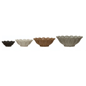 Stoneware Flower Bowls, 4-Piece Set