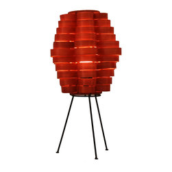 Bamboo Petal Slat Table Lamp | Red - Table Lamps