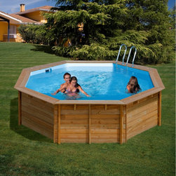Piscina de madera Gre redonda Vanille412x119 cm - Above Ground Swimming Pools