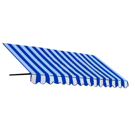 Awntech 3' Dallas Retro Acrylic Fabric Fixed Awning, Bright Blue/White Stripe