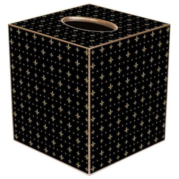 TB1216 - Black & Gold Fleur de Lis Tissue Box Cover