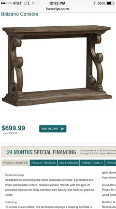 Is this console table too big for wall