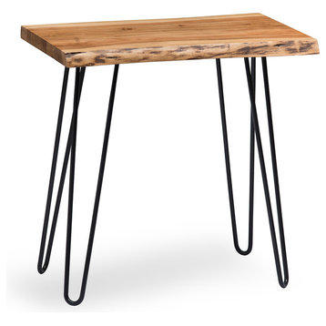 Hairpin Natural Live Edge End Table, Natural