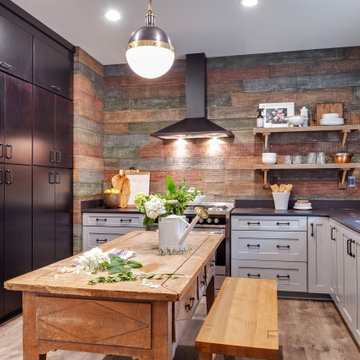 Reclaimed Shiplap Faux Barn Wood Wall Panel In Kitchen
