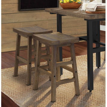 Alaterre Furniture Pomona 26"H Wood Counter Stool in Brown
