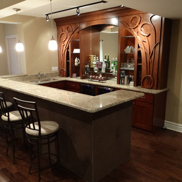 Naperville Basement Renovation with Art Nouveau Bar