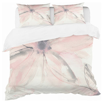Pink Shabby Floral Ii Shabby Duvet Cover Set, Twin