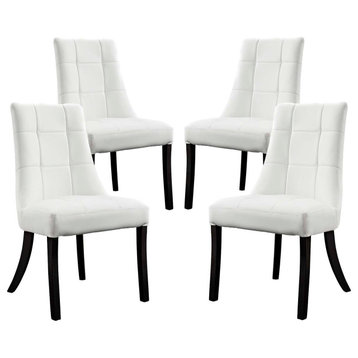 Noblesse Dining Chair Faux Leather Set of 4, White