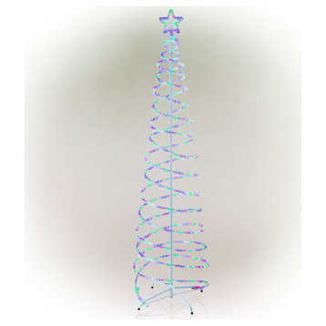 82"H Indoor/Outdoor Artificial Spiral Christmas Tree with Multi-Color LED Lights