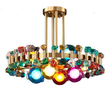 Modern colorful crystal LED Chandelier for living room, dining room., Colorful Crystal, 23.6''