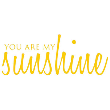 Decal Vinyl Wall Sticker You Are My Sunshine Quote, Yellow