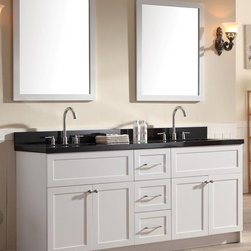 73 inch Transitional Double Sink Bathroom Vanity Black Granite Top - Bathroom Vanities And Sink Consoles