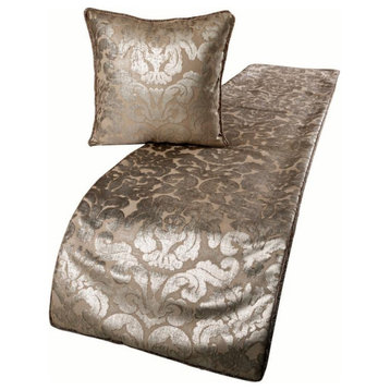 Silver King 90"x18" Bed Throws Runner & pillow cover, Velvet, Antique Glitterati