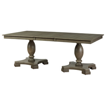 ACME Waylon Dining Table With Double Pedestal, Gray Oak