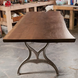 Live Edge Farm Style Table and Bench, Local Walnut - Dining Tables