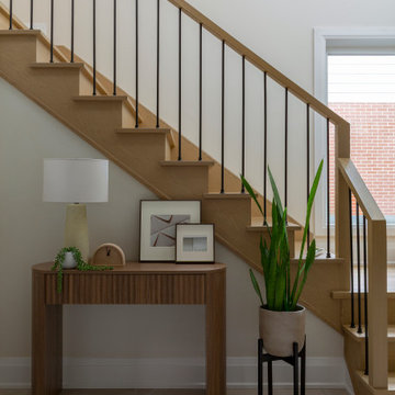 Entry Console & Oak Stair Detail | Hearth Residence | Whole Home Renovation in M