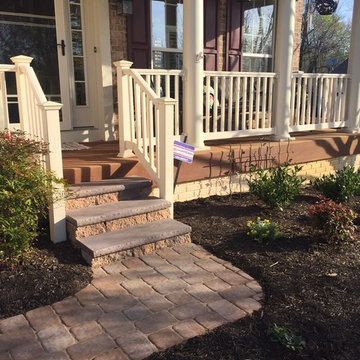 Concrete paver walkway, stone steps and new plantings