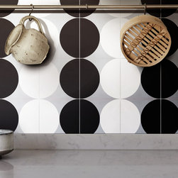 Moroccan Mosaic & Tile House - Asni Handmade Cement Tile, Black/Gray, 8"x8", Set of 12 - Wall And Floor Tile